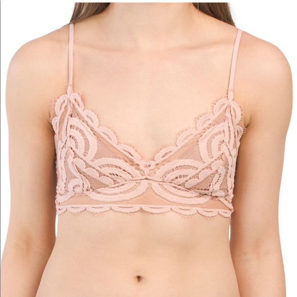 New PQ SWIM LACE Sweetheart Crochet Lace Bralette Bikini Top PINK SANDS - Picture 14 of 16